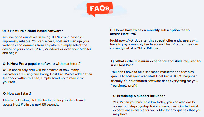 HostPro Review - FAQ's