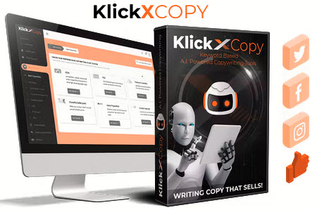 KlickXCopy Review – Best #1 All-In-ONE A.I. Copywriting Robot! Write QUALITY CONTENT That SELLS Just Like The PROs In Minutes! For All Your Viral Videos, Ads, Social Media Content, Emails, Text Messages, Websites, and Blogs FOR ANY NICHE… With GPT-3 A.I. POWER & Copywriting FRAMEWORKS! COMMERCIAL LICENSE INCLUDED.